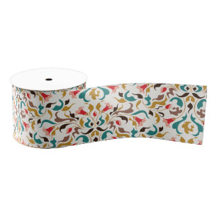 Modern Romantic Elegant Floral Wreath Wedding Grosgrain Ribbon