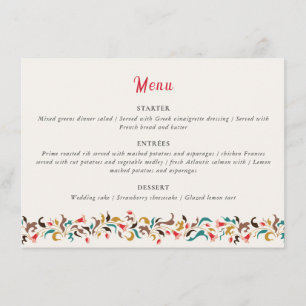 Modern Romantic Elegant Floral Wreath Wedding Menu