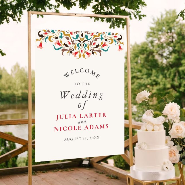 Modern Romantic Elegant Floral Wreath Wedding Poster (Creator Uploaded)