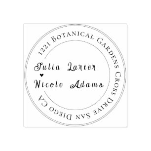 Modern Romantic Elegant Floral Wreath Wedding Rubber Stamp