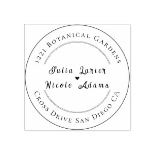 Modern Romantic Elegant Floral Wreath Wedding Rubber Stamp