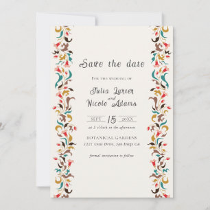 Modern Romantic Elegant Floral Wreath Wedding Save The Date