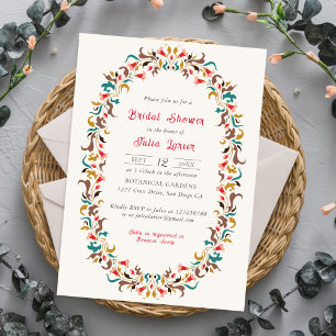 Modern Romantic Elegant FloralWreath Bridal Shower Invitation