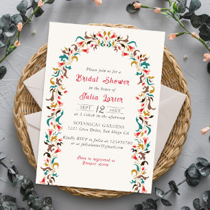 Modern Romantic Elegant FloralWreath Bridal Shower Invitation