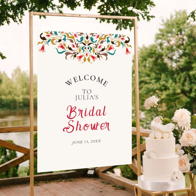 Modern Romantic Elegant Wreath Bridal Shower Poster (Creator Uploaded)