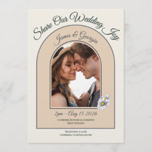 Modern Romantic Floral Daisy Photo Wedding Invitation