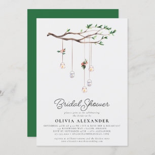 Modern Romantic Flowers  Lights Bridal Shower  Invitation