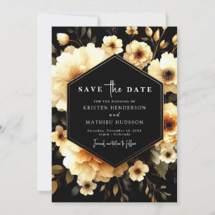 Modern Romantic Gold and Black Wedding Save The Date