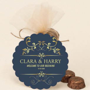 Modern romantic gold calligraphy wedding paper coaster