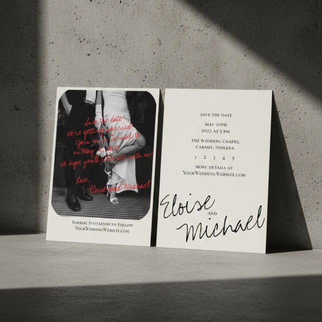 Modern Romantic Handwritten Photo Save the Date Invitation (Modern Romantic Handwritten Photo Save the Date Invitation)