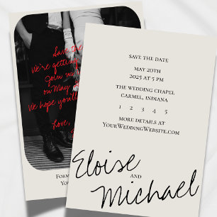 Modern Romantic Handwritten Photo Save the Date Invitation