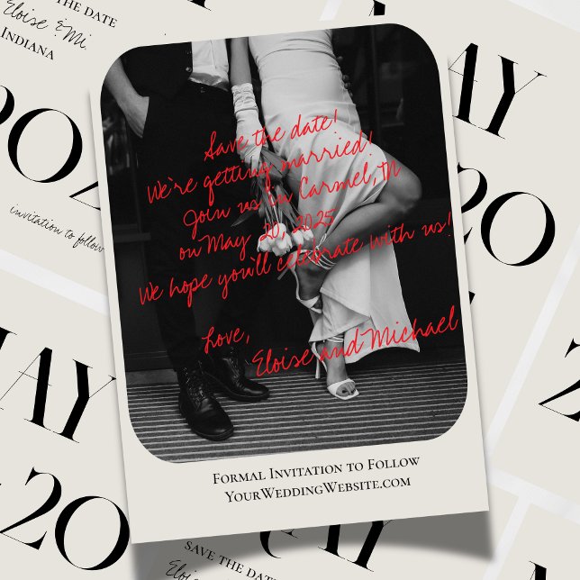 Modern Romantic Handwritten Photo Save the Date Invitation (Add a personal touch to your wedding announcement with this Handwritten Photo Save the Date.)