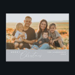 Modern Romantic, Merry Christmas Family Postcard<br><div class="desc">Merry Christmas. Celebrate the season with this family photo postcard, in grey themed. It is fully customisable and personalised with your own greeting messages. Please add your return address for easy mailing. It is simple, easy, yet modern minimalist and festive. This is the perfect postcard for sending your holiday wishes....</div>