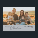 Modern Romantic, Merry Christmas Family Postcard<br><div class="desc">Merry Christmas. Celebrate the season with this family photo postcard It is fully customisable and personalised with your own greeting messages. Please add your return address for easy mailing. It is simple, easy, yet modern minimalist and festive. This is the perfect postcard for sending your holiday wishes. Chill Grey theme....</div>