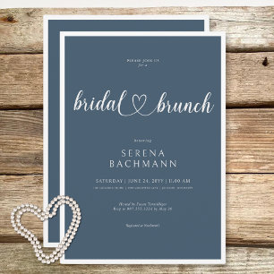 Modern Romantic Minimal Blue Bridal Brunch Invitation
