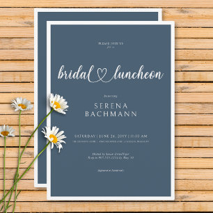 Modern Romantic Minimal Blue Bridal Luncheon Invitation