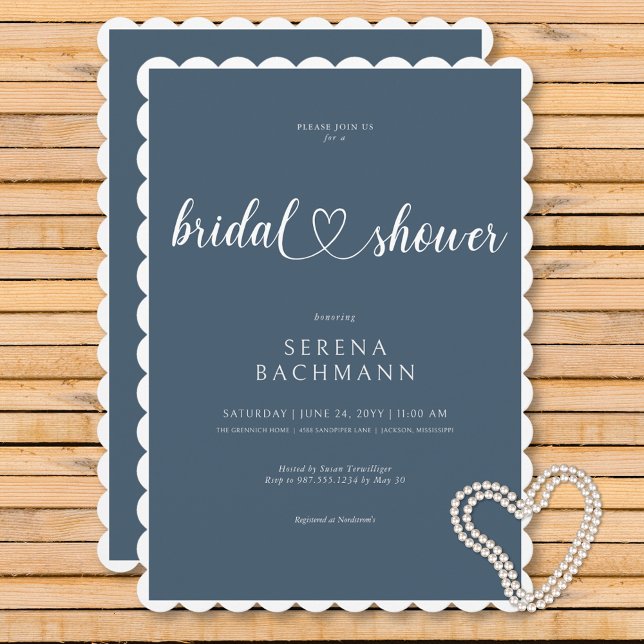Modern Romantic Minimal Blue Bridal Shower Invitation (Modern Romantic Minimal Blue Bridal Shower Invitation)