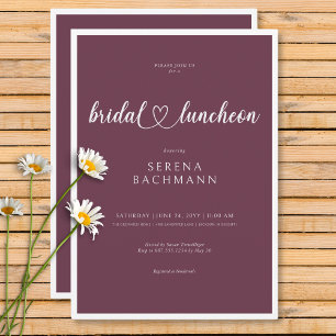Modern Romantic Minimal Burgundy Bridal Luncheon Invitation