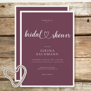Modern Romantic Minimal Burgundy Bridal Shower Invitation