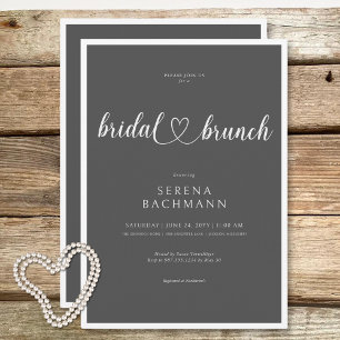 Modern Romantic Minimal Grey Bridal Brunch Invitation