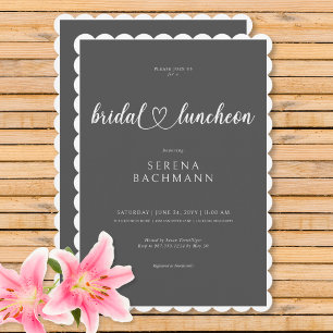 Modern Romantic Minimal Grey Bridal Luncheon Invitation