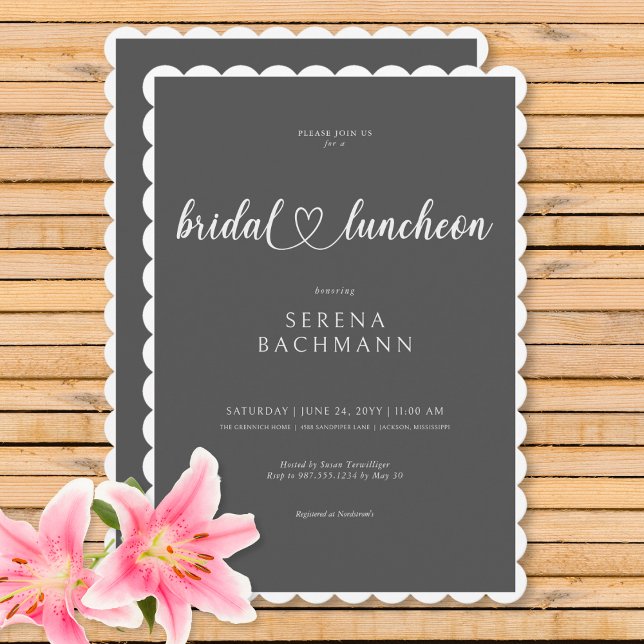 Modern Romantic Minimal Grey Bridal Luncheon Invitation (Modern Romantic Minimal Gray Bridal Luncheon Invitation)