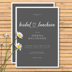 Modern Romantic Minimal Grey Bridal Luncheon Invitation