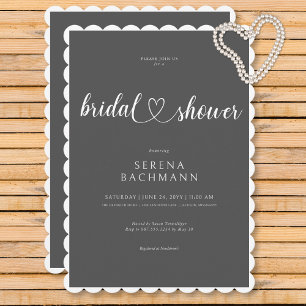Modern Romantic Minimal Grey Bridal Shower Invitation