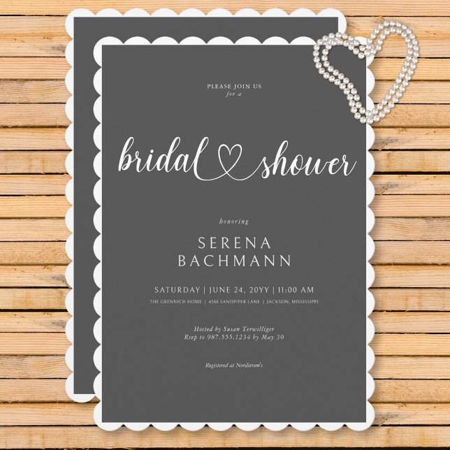 Modern Romantic Minimal Grey Bridal Shower Invitation (Modern Romantic Minimal Gray Bridal Shower Invitation)