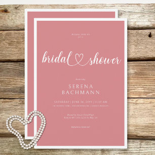 Modern Romantic Minimal Pink Bridal Shower Invitation