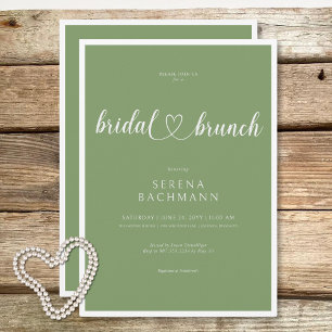 Modern Romantic Minimal Sage Green Bridal Brunch Invitation