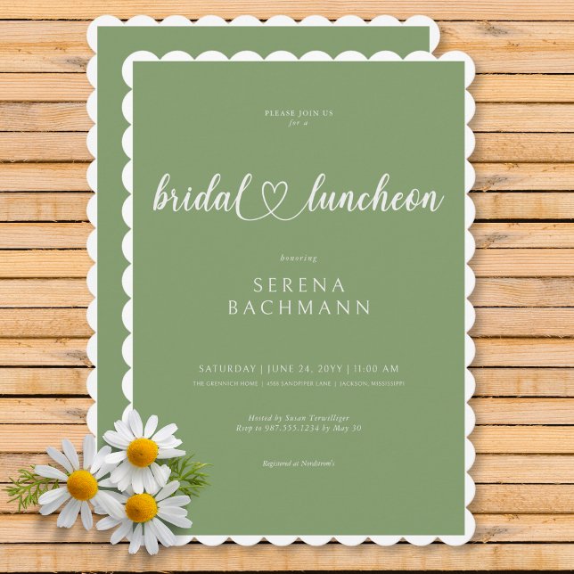 Modern Romantic Minimal Sage Green Bridal Luncheon Invitation (Modern Romantic Minimal Sage Green Bridal Luncheon Invitation)