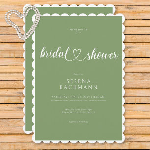Modern Romantic Minimal Sage Green Bridal Shower Invitation