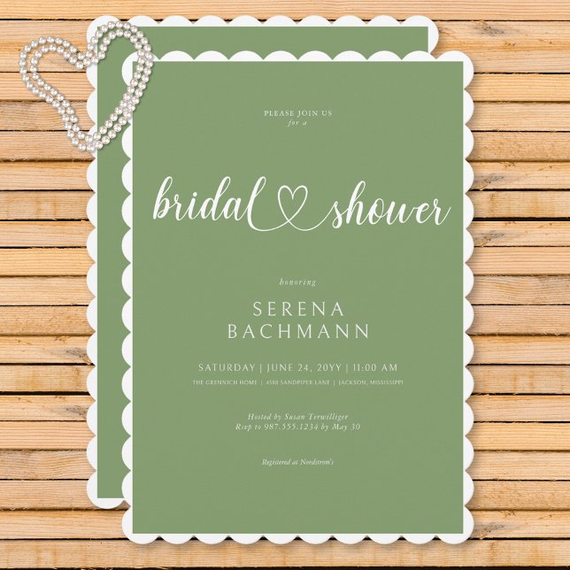 Modern Romantic Minimal Sage Green Bridal Shower Invitation (Modern Romantic Minimal Sage Green Bridal Shower Invitation)