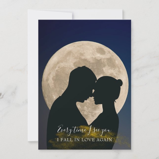 Modern Romantic Moon Couple Silhouette  Save The Date (Front)