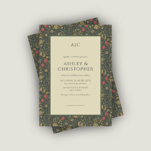 Modern Romantic Morris Floral Charcoal Wedding Invitation