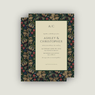 Modern Romantic Morris Floral Indigo Wedding Invitation