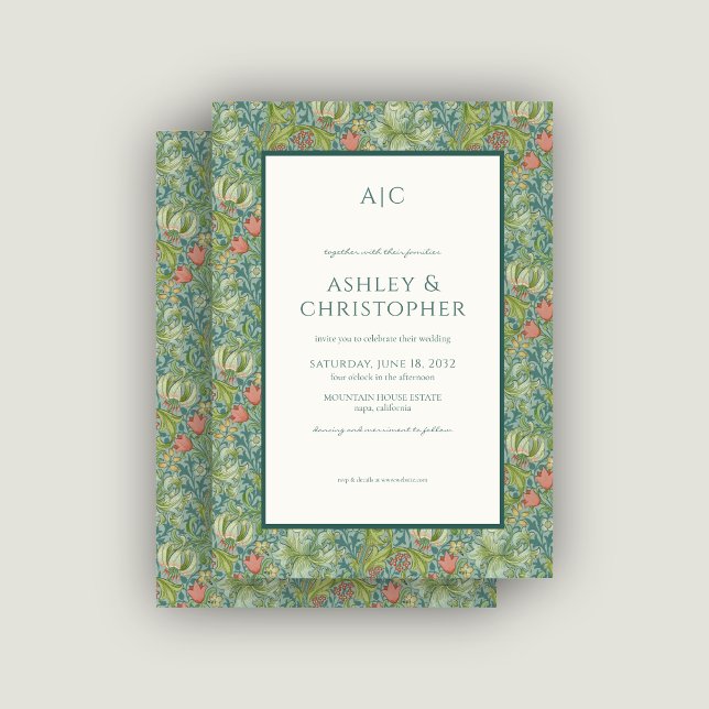 Modern Romantic Morris Floral Mineral Wedding Invitation (Creator Uploaded)