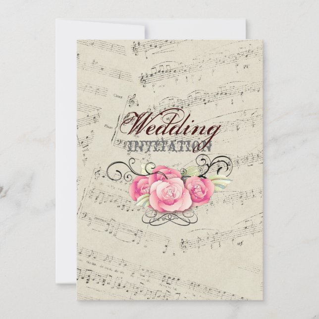 Modern Romantic Music notes Music Wedding Invitation (Front)