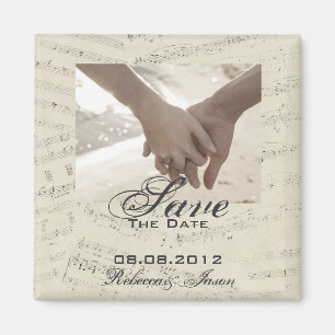 Modern Romantic Music Wedding save the date Magnet