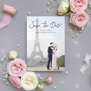 Modern Romantic Paris France Couple Photo Wedding  Save The Date