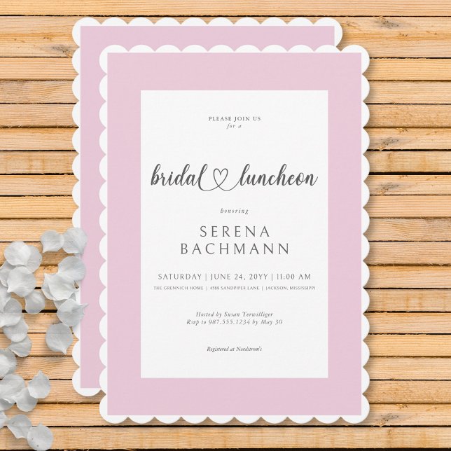 Modern Romantic Pink & White Bridal Luncheon Invitation (Modern Romantic Pink & White Bridal Luncheon Invitation)