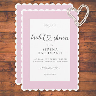 Modern Romantic Pink & White Bridal Shower Invitation