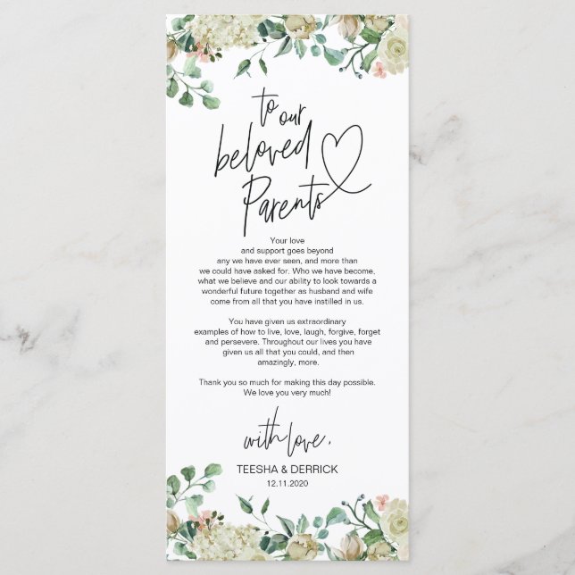 Modern romantic Place Setting Thank You Card (Front)
