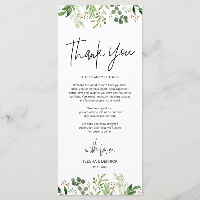 Modern romantic Place Setting Thank You Card (Front)