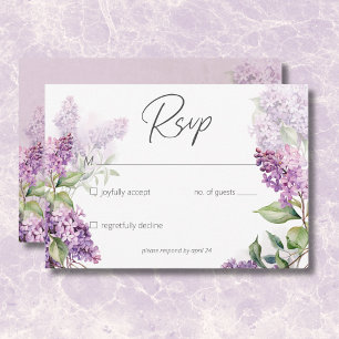 Modern Romantic Purple & Sage Lilacs RSVP Card