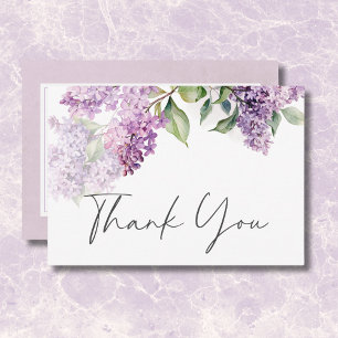 Modern Romantic Purple & Sage Lilacs Wedding Thank You Card