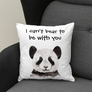 Modern Romantic Quote With Black And White Panda Cushion