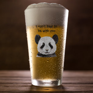 Modern Romantic Quote With Black And White Panda Glass