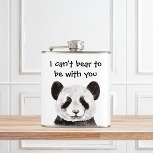 Modern Romantic Quote With Black And White Panda Hip Flask